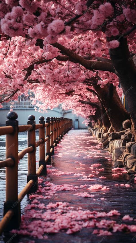 Premium AI Image | wallpaper of cherry blossom scenery