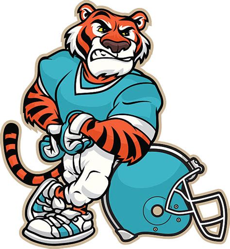 Cartoon Tiger Football Mascot Illustrations, Royalty-Free Vector ...