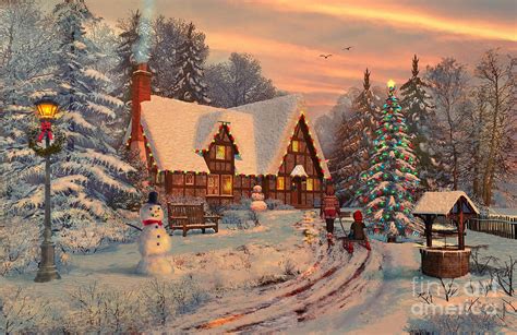 Old Christmas Cottage Digital Art by MGL Meiklejohn Graphics Licensing ...