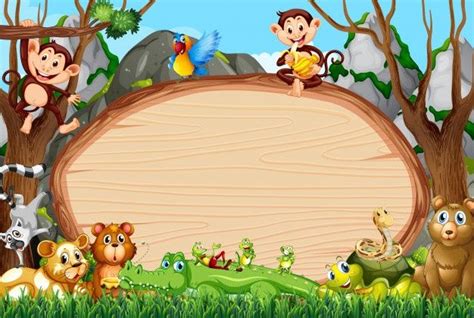 Download Border Template Design With Cute Animals for free in 2020 | Cartoon background, Flower ...