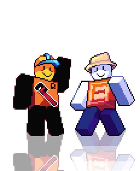 Pixel Art of Rico and Builderman from Roblox