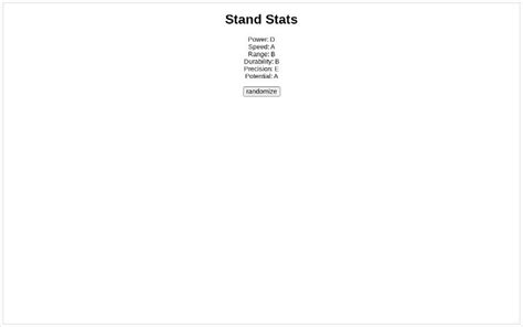 Stand Stats ― Perchance Generator