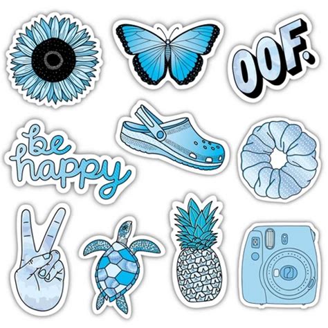 Big Moods Aesthetic Sticker Pack 10pc - Blue : Target