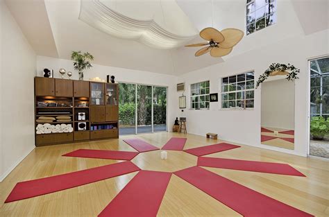 Artist studio with bamboo flooring and view of the orchard room. | Yoga studio home, Yoga studio ...