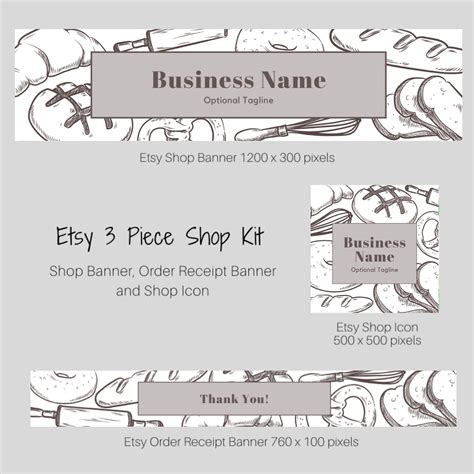 Etsy Shop Banner, Etsy Banner, Digital Banner, Etsy Shop Icon, Etsy Receipt Banner, Baking Etsy ...