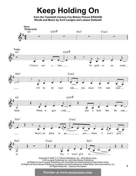 Keep Holding On by A. Lavigne, L. Gottwald - sheet music on MusicaNeo