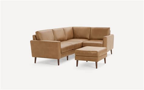 Nomad Leather 4-Seat Corner Sectional with Ottoman | Burrow