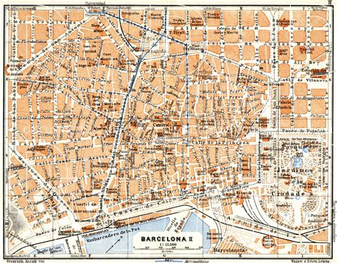 Old map of Barcelona Center in 1929. Buy vintage map replica poster ...