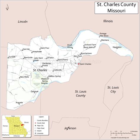 St Charles County Map, Missouri - Where is Located, Cities, Population ...