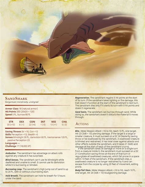 Sand shark | Dnd dragons, Dungeons and dragons homebrew, Dungeons and ...