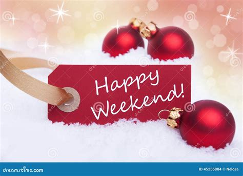 Winter Label With Happy Weekend Stock Photo - Image: 45255884