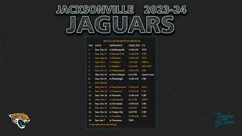 2023-2024 Jacksonville Jaguars Wallpaper Schedule