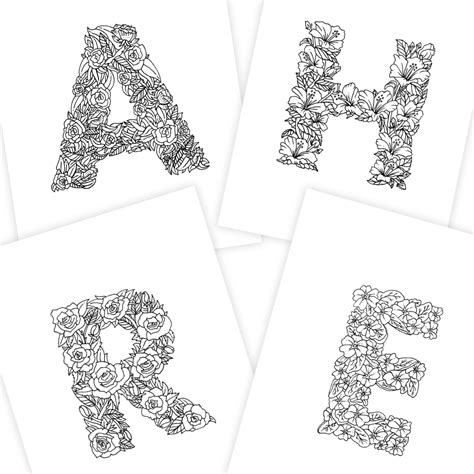 26 Coloring Pages | The Floral Alphabet | Print-at-home | Boelter Design Co.