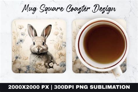 Rabbit Mug Coaster PNG | Coaster Graphic by TheDigitalStore247 · Creative Fabrica