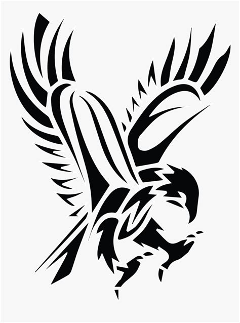 Black Tribal Flying Hawk Tattoo Stencil - Stencil Hawk, HD Png Download ...