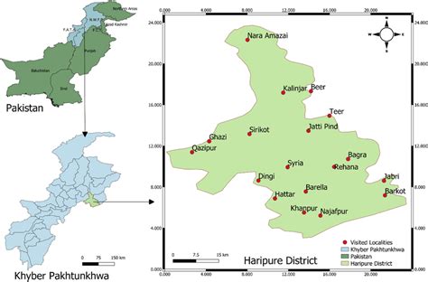 Map of the study area showing sampling site of Haripur District ...