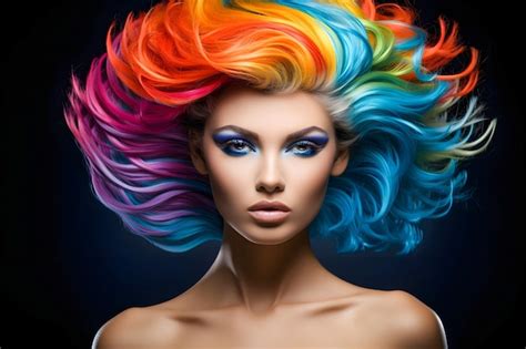 Premium AI Image | A fashion model with vibrant color hairstyle