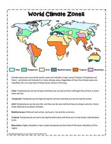 Climate Zones On Earth Worksheet