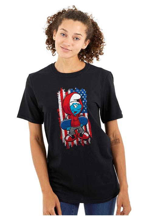 Smurf Skateboarder American Flag Men's Graphic T Shirt Tees Brisco Brands X - Walmart.com