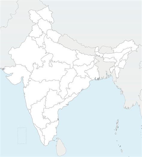 Vector blank map of India with states and territories and ...