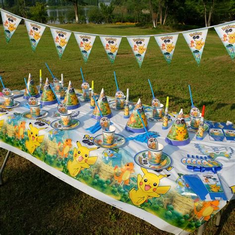 Cartoon Pokemon Go Pikachu Kids Birthday Party Decoration Set Party Supplies Baby Birthday Pack ...