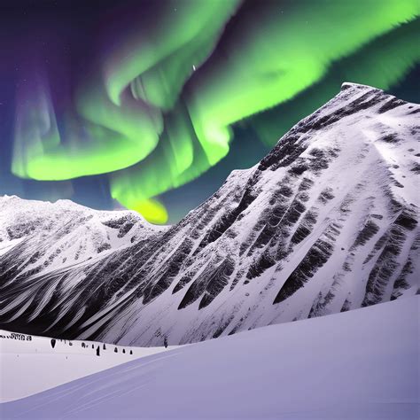 Beautiful Snowy Mountains Under the Night Sky with Stunning Aurora 4k ...