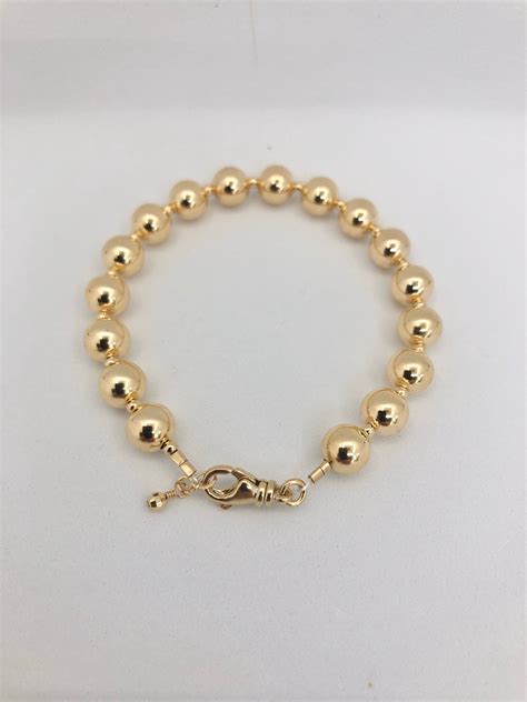 8mm 14k Gold Round Bead Bracelet