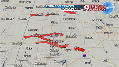 MAP: Tornado paths from Monday's storms