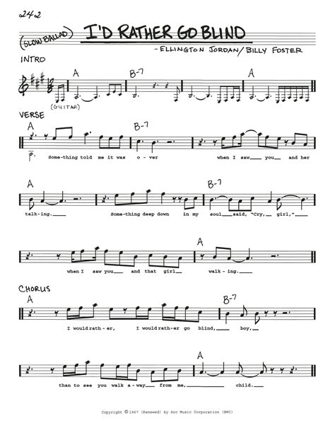 I'd Rather Go Blind by Etta James Sheet Music for Real Book – Melody, Lyrics & Chords at Sheet ...