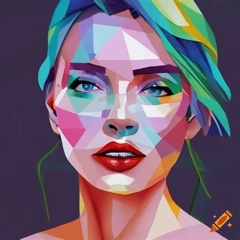 Portrait of a woman with geometric colors