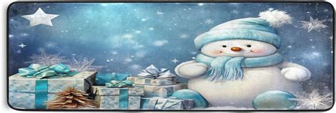 GZHJMY Cute Snowman Area Rug - 2' x 6' Washable Runner Rugs with Rubber Backing - Non Skid Floor ...