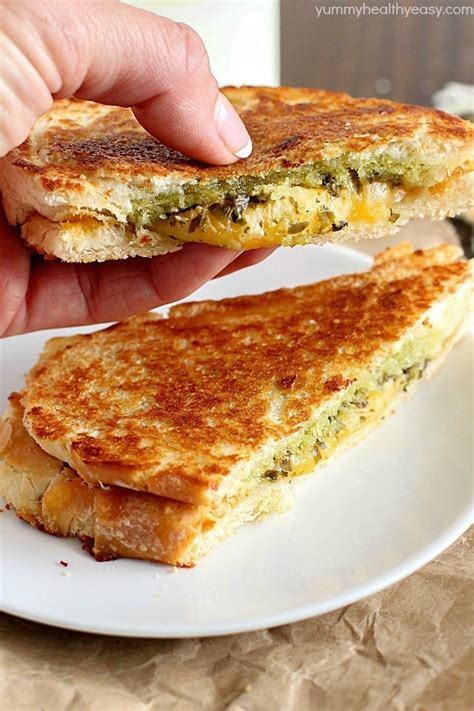 Pesto Grilled Cheese Panini - Yummy Healthy Easy