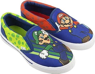 SUPER MARIO Brothers Mario & Luigi Boys Shoes,Easy Slip-on Sneaker, Nintendo, Blue, Little Kid ...