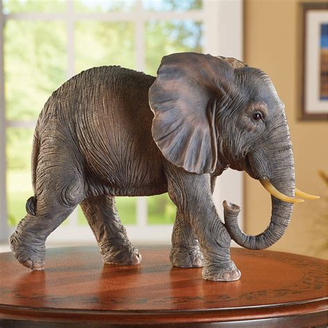 Elephant with Tusks Hand-Painted Decorative Figurine with Authentic Coloring and Texture Details ...