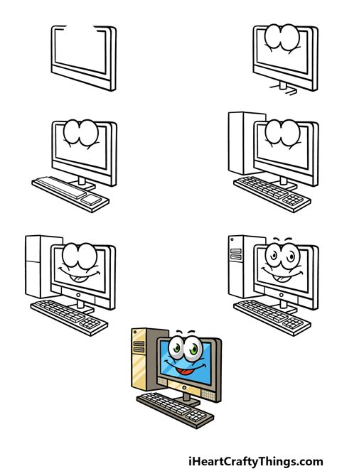 Cartoon Computer Drawing - How To Draw A Cartoon Computer Step By Step