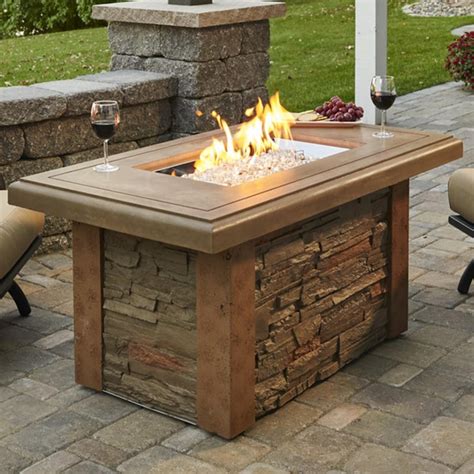 The Outdoor GreatRoom Company Sierra 49-Inch Linear Natural Gas Fire Pit Table with 24-Inch ...