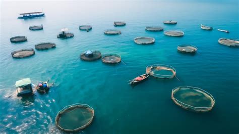 Premium AI Image | fish farming the seabass and the gilthead fish aquaculture farms Generative AI