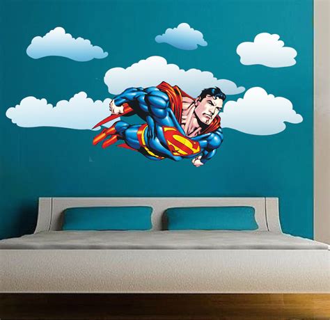 Superman Flying Wall Decal - Superman Bedroom Wall Decal - Superhero ...