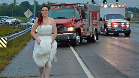 Bride Stuns In Wedding Dress While Aiding Crash Victims On Her Way To Her Reception