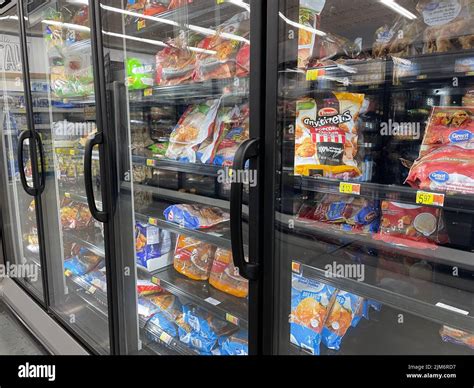 Grovetown, Ga USA - 04 29 22: Walmart grocery store frozen food glass ...