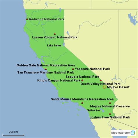 StepMap - National Parks California - Landkarte für North America