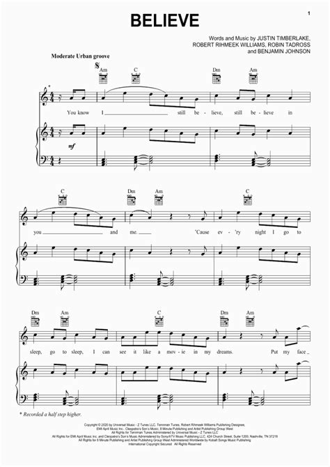 Believe Piano Sheet Music | OnlinePianist