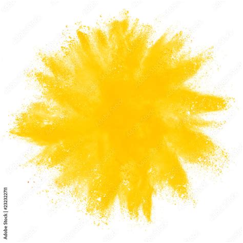 Yellow powder explosion on white background. Stock Photo | Adobe Stock