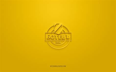 Botev Plovdiv, creative 3D logo, yellow background, Bulgarian First League, 3d emblem, Bulgarian ...