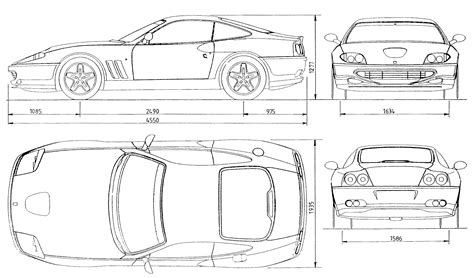 Ferrari 550 Maranello Blueprint - Download free blueprint for 3D ...