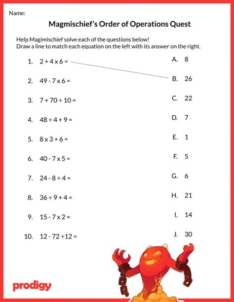 Order of Operations Worksheet: 19 Resources For Your Class | Prodigy ...