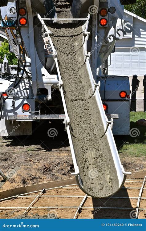 Wet Concrete Coming Dow a Chute of a Emend Truck Stock Photo - Image of material, repair: 191450240