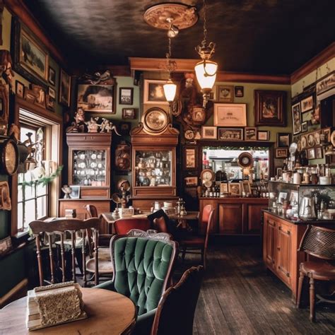 Premium AI Image | The inside of a restaurant with a green velvet chair ...