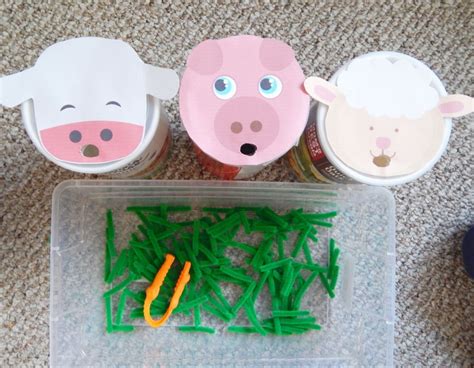 Feed the Farm Animals Fine Motor Toddler Activity - Mama of Littles ...