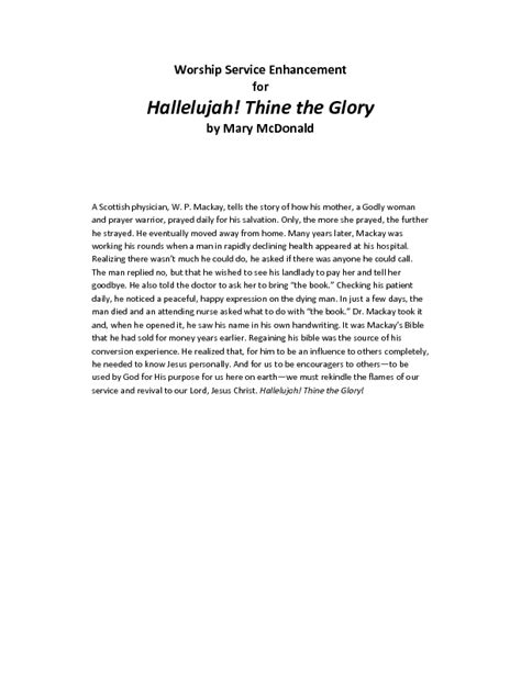 Hallelujah Thine The Glory Sheet Music by Mary McDonald (SKU: 10/3628L) - Stanton's Sheet Music